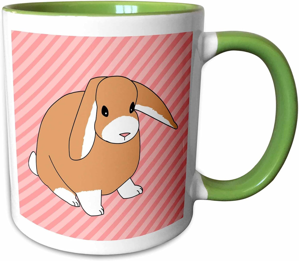 Lop Rabbit Tan – Pink Stripes Design Ceramic Mug