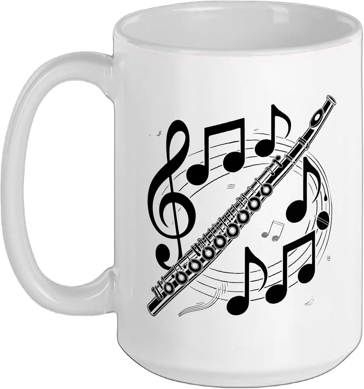 Vintage Patent Style Flute Woodwind Instrument Art Ceramic Mug