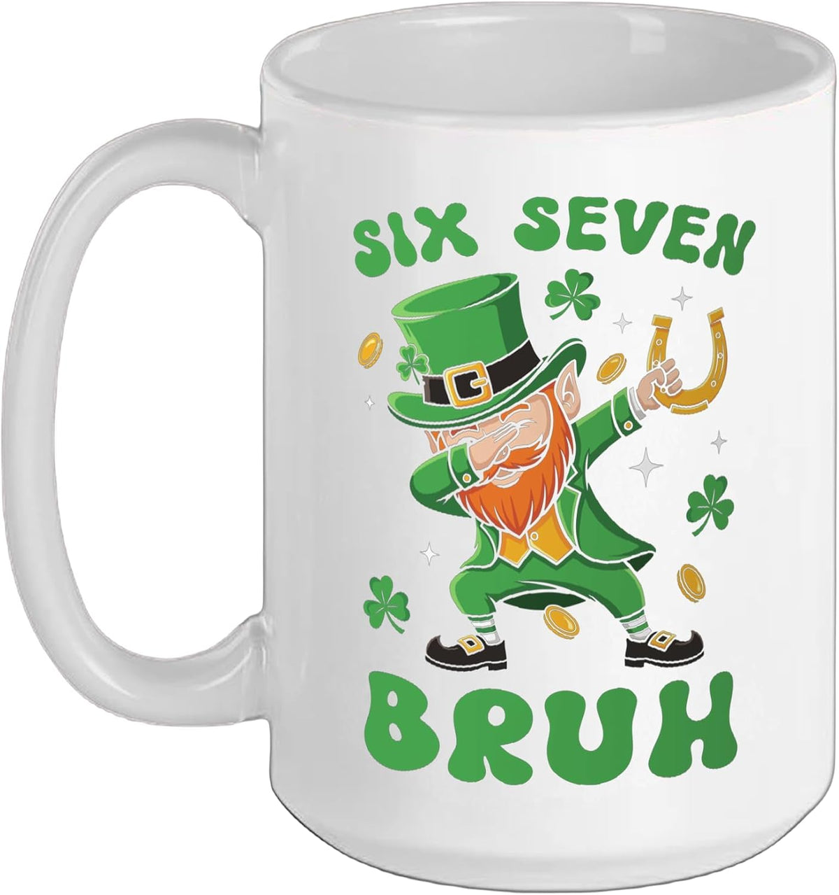 Bruh 67 Six Seven Dabbing Leprechaun St Patricks Day Irish Ceramic Mug