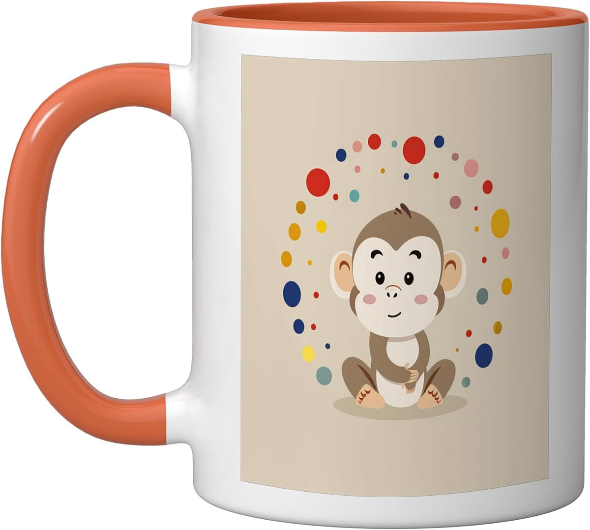 Colorful Polka Dots Monkey Ceramic Mug