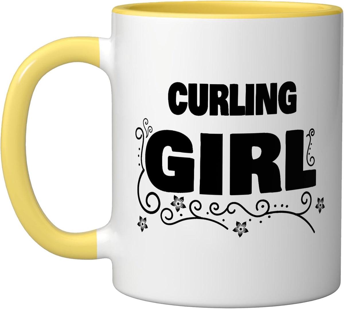 Curling Girl Ceramic Mug