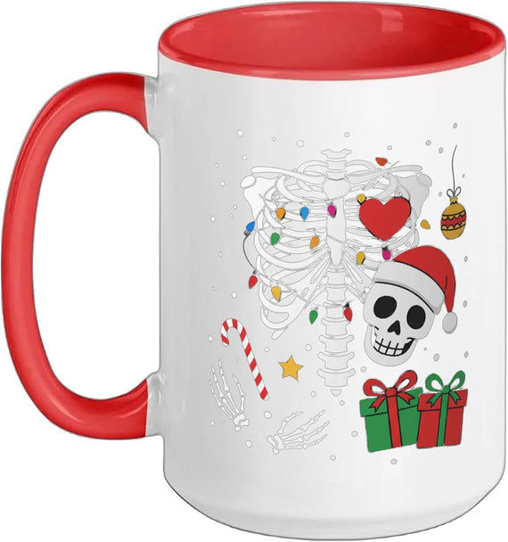 Christmas Skeleton Mom Ribcage Skull Holiday Design Ceramic Mug
