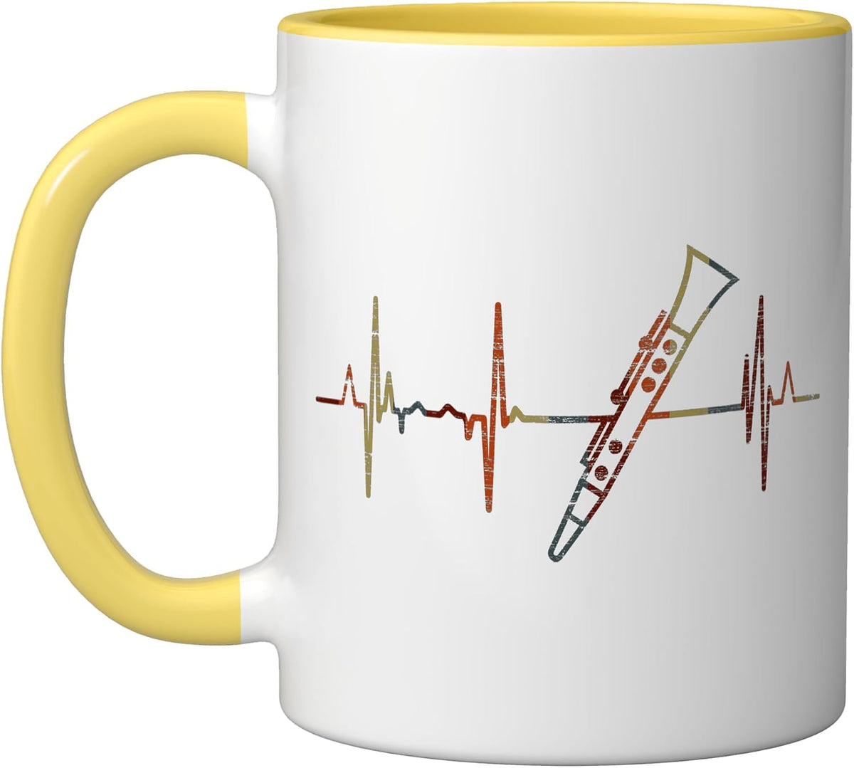 Clarinet Heartbeat Vintage Ecg Cardiogram Retro Ceramic Mug