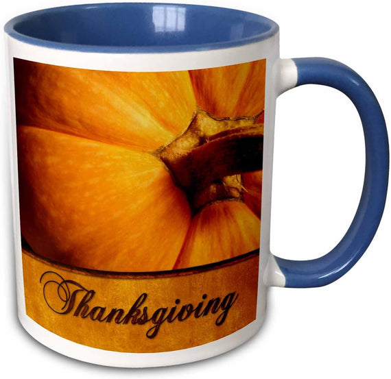 Golden Pumpkin Thanksgiving Script Ceramic Mug