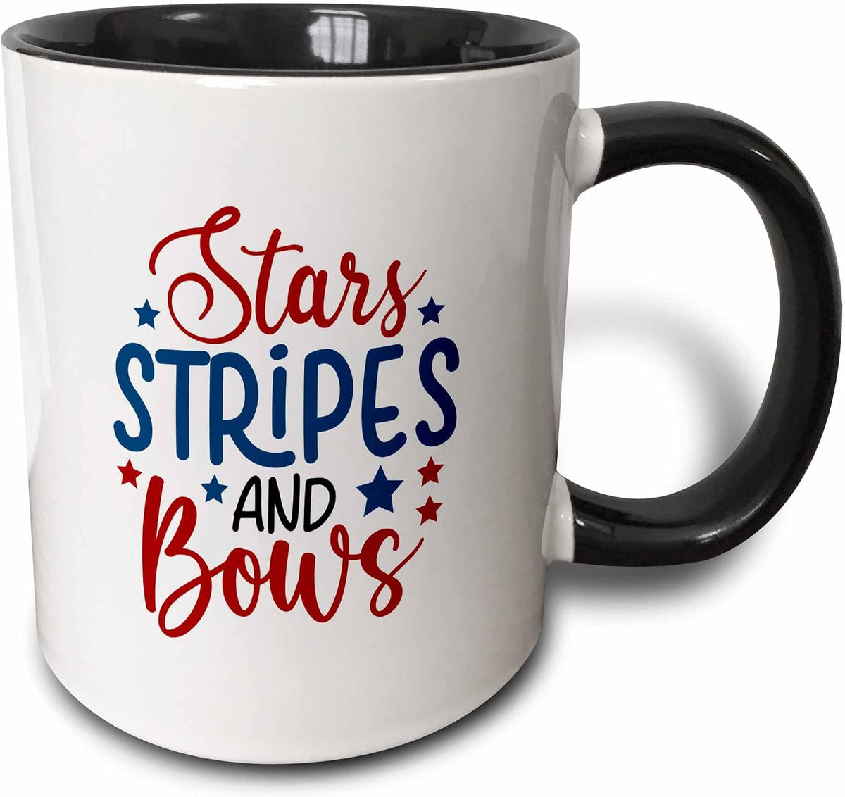 Stars Stripes And Bows Colorful Text Art Ceramic Mug