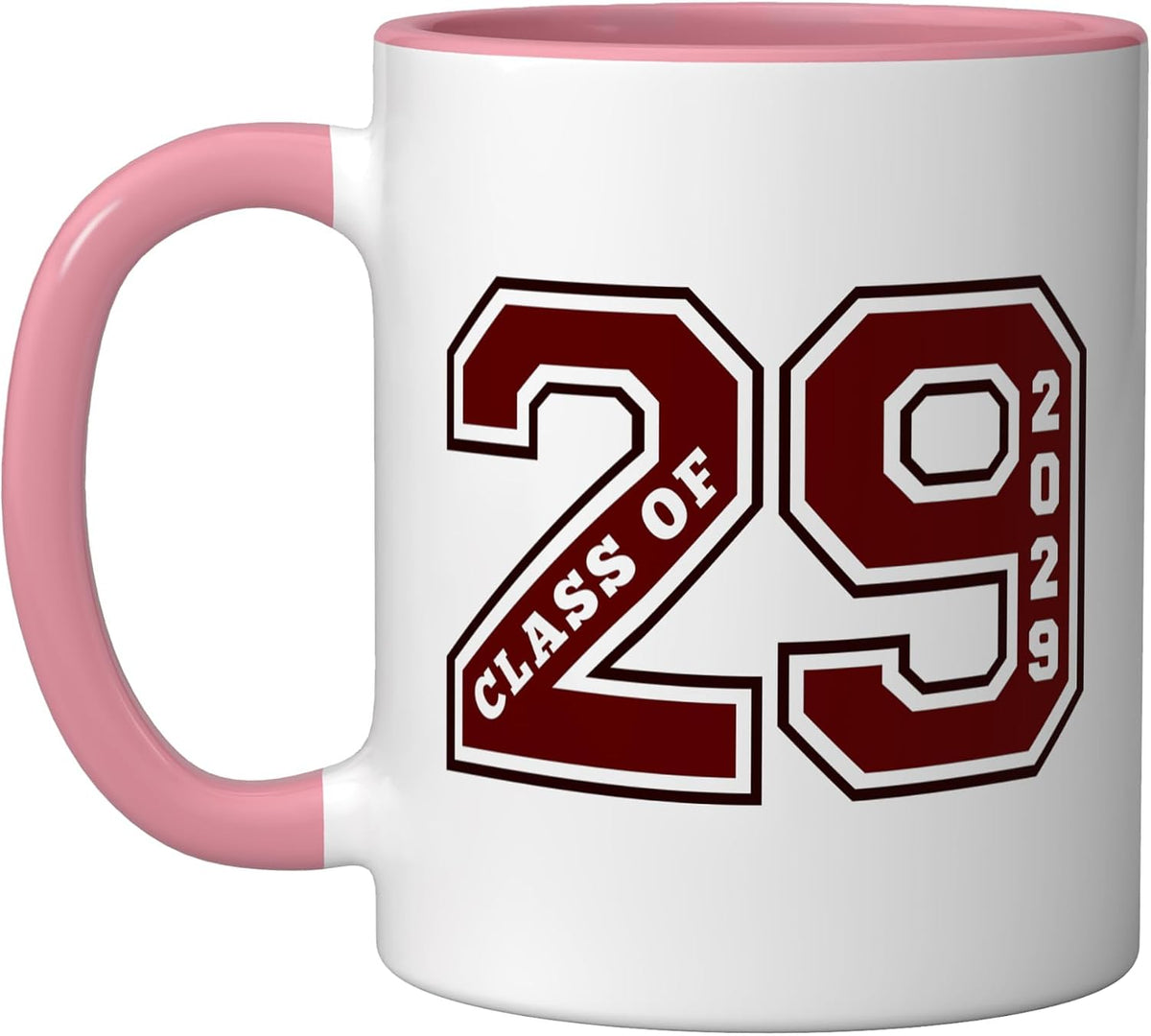 Class Of 2029 - Maroon Letterman Style Class Of 29 Grad 3 Ceramic Mug