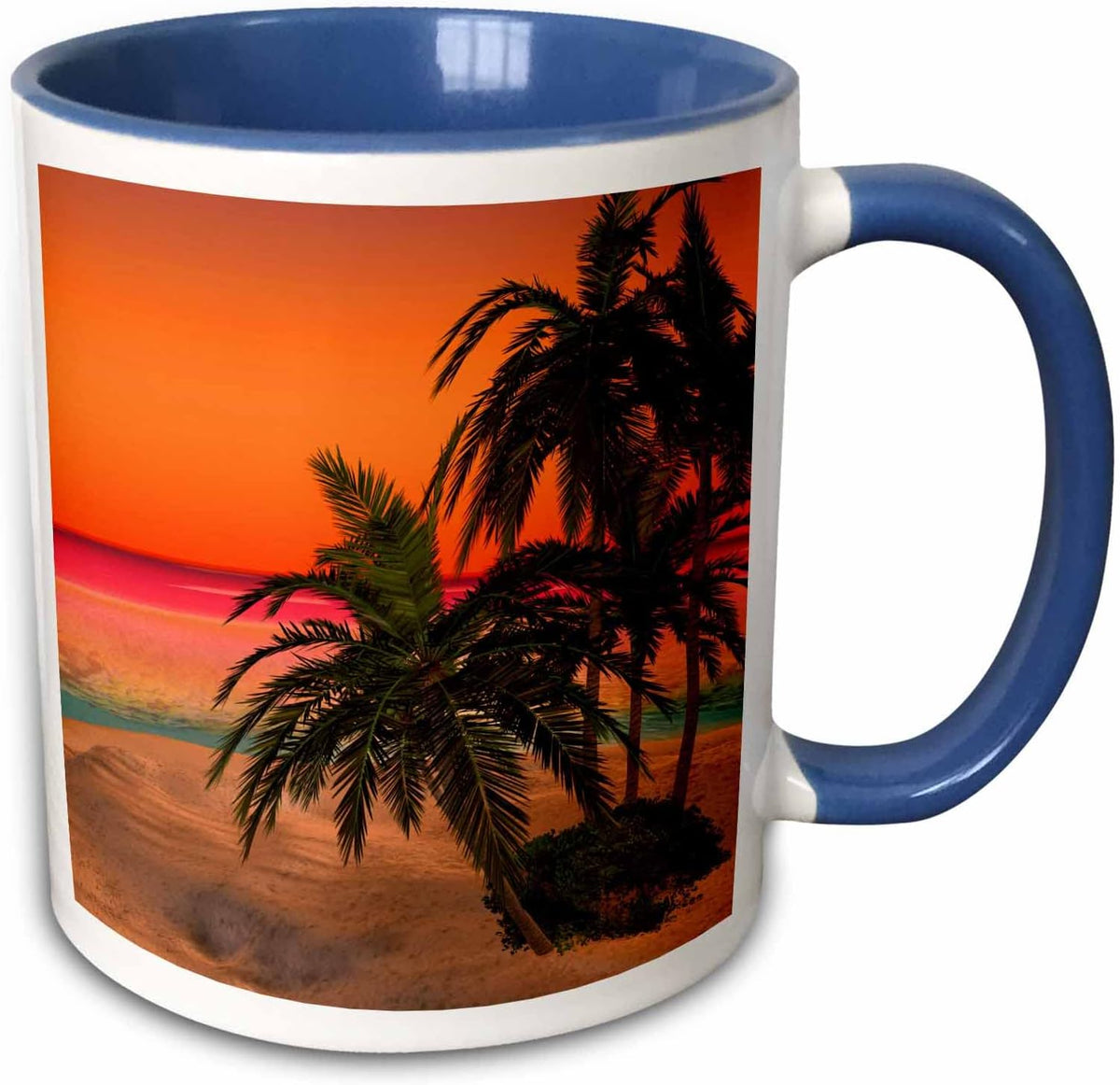 Wonderful Sunset Beach Scene With Ocean Ceramic Mug