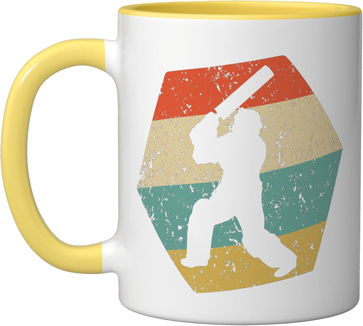Cricket Retro Distressed Hexagon Cricket Player Ceramic Mug