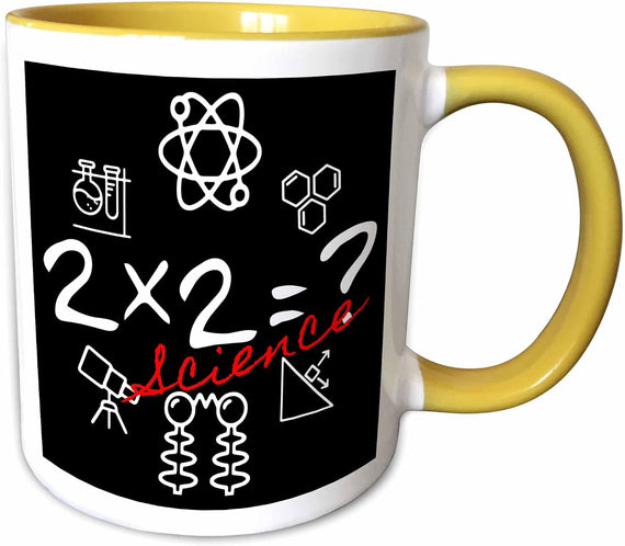 Two Times Two Question, Scientific Symbols, Red Text Ceramic Mug