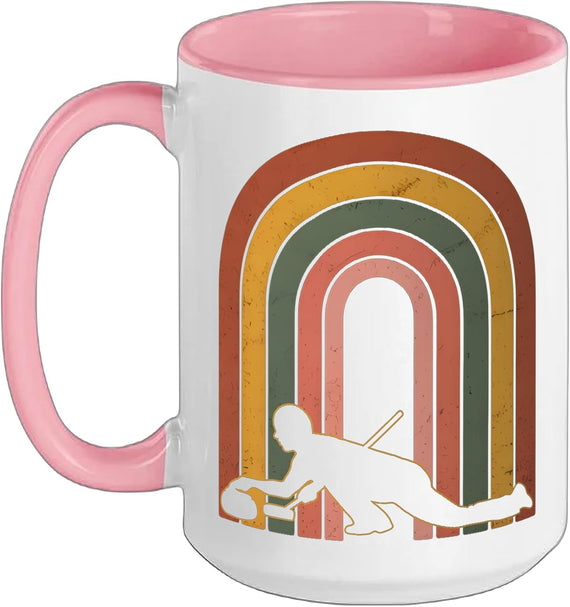 Vintage Curling Curler Retro Winter Ceramic Mug