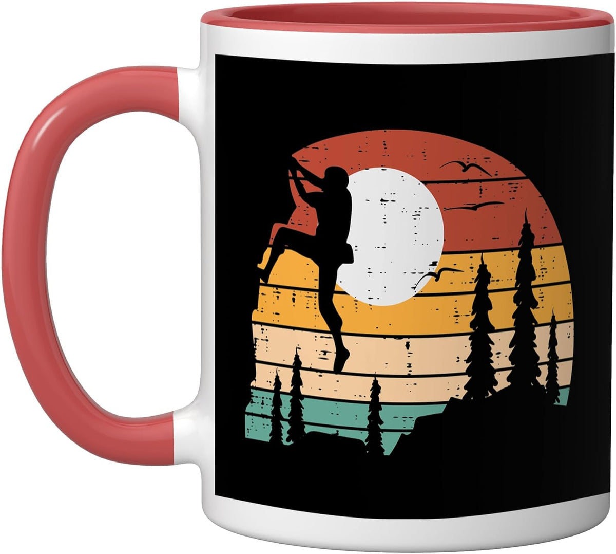 Rock Climber Sunset Retro Mountain Climbing Men Women Kids Ceramic Mug