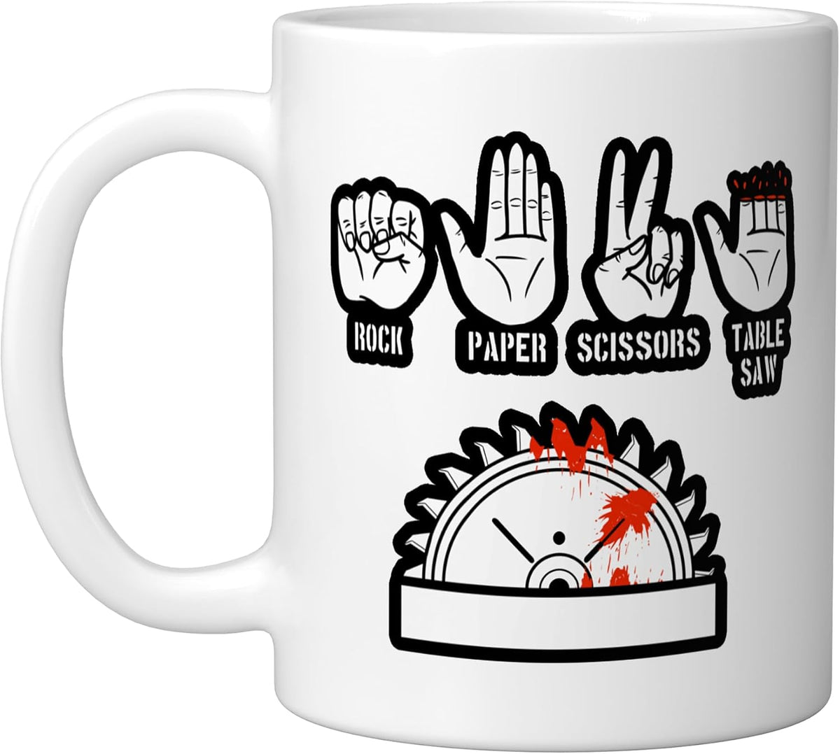Rock Scissors Table Saw Craftsman Carpentry Tools Ceramic Mug