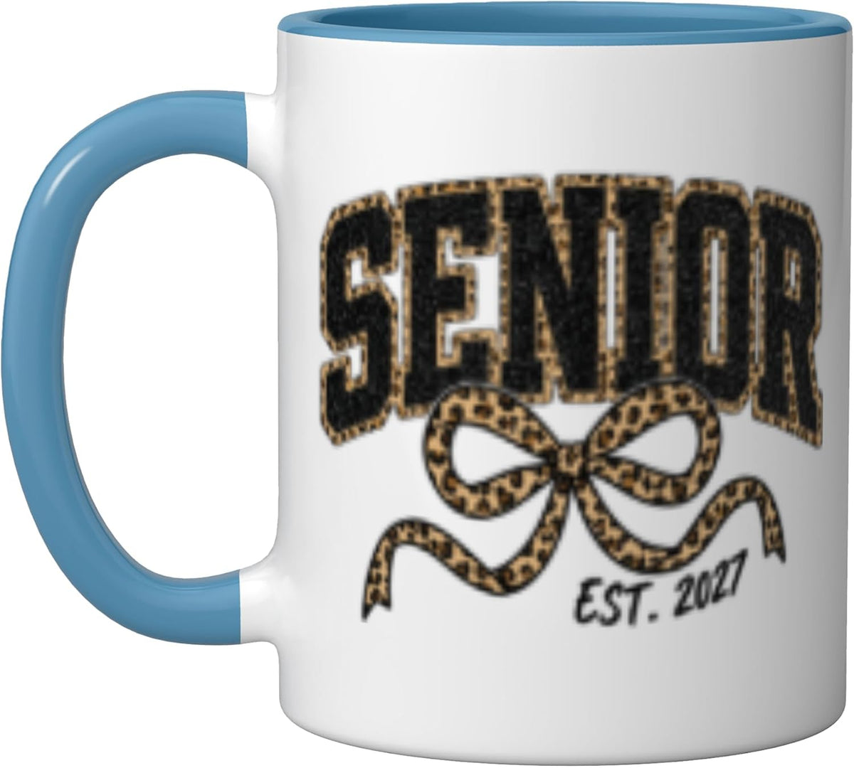 Senior 2027 Class Of 2027 Coquette Leopard Bow Senior Grad Ceramic Mug