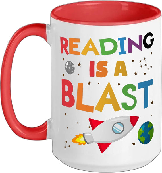 Reading Is A Blast Rocket Space Ceramic Mug