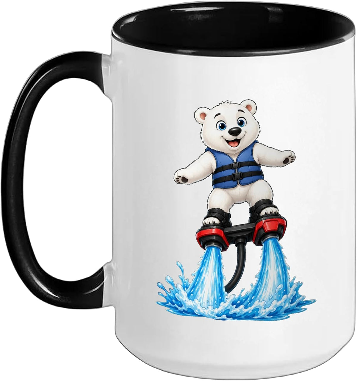 Cute Polar Bear Jetboarding Summer Cartoon Design Ceramic Mug