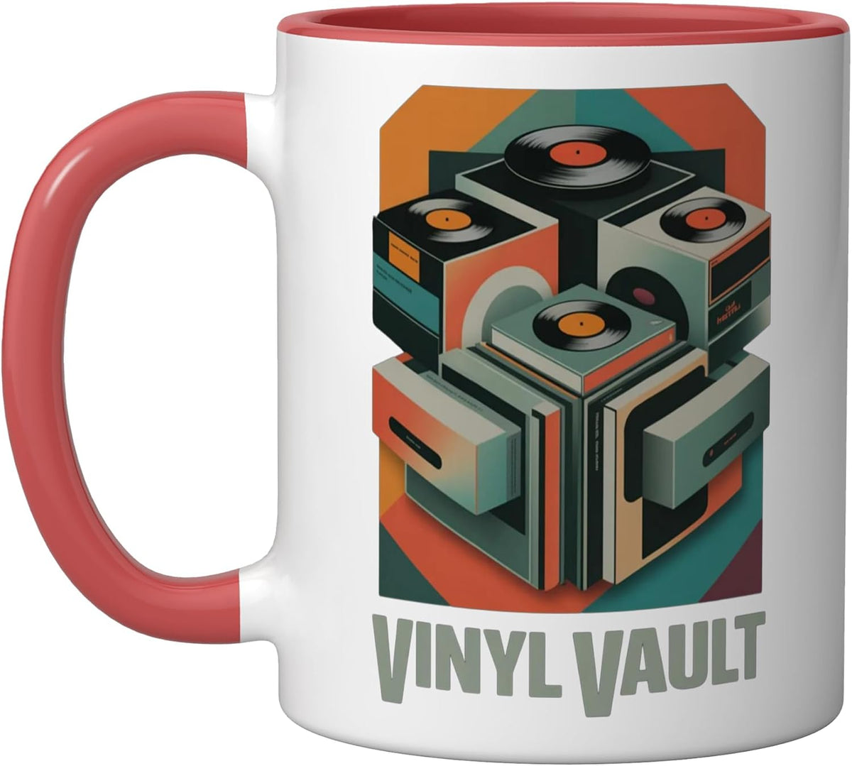 Geometric Vinyl Albums Music Listening Art Ceramic Mug