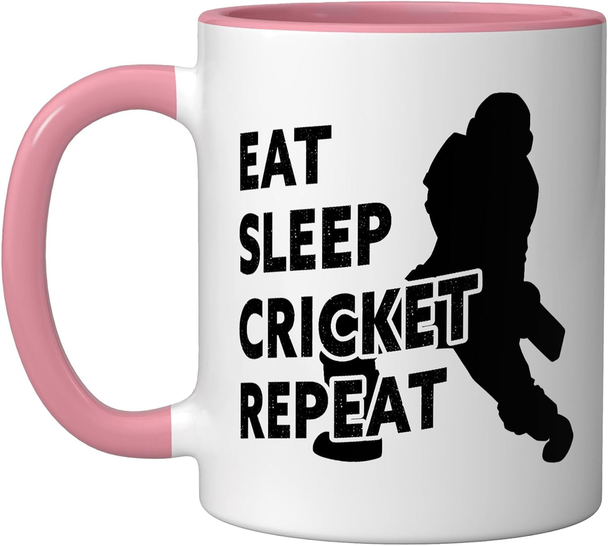 Eat Sleep Cricket Repeat Funny Cricket Ball Player Ceramic Mug
