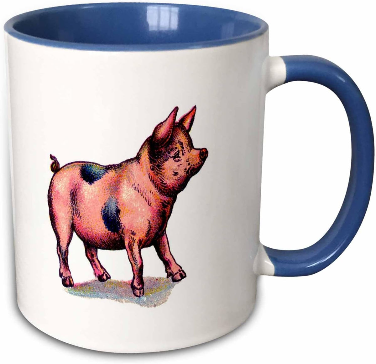 Vintage Pink And Gray Pig Ceramic Mug