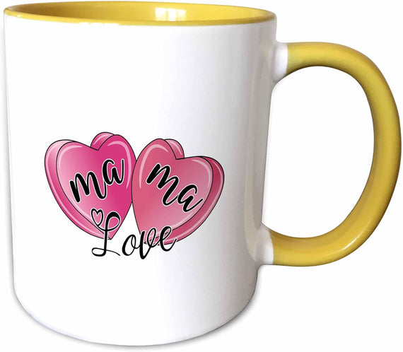 Ma Ma Love Pink Hearts Cute Mother's Day Ceramic Mug