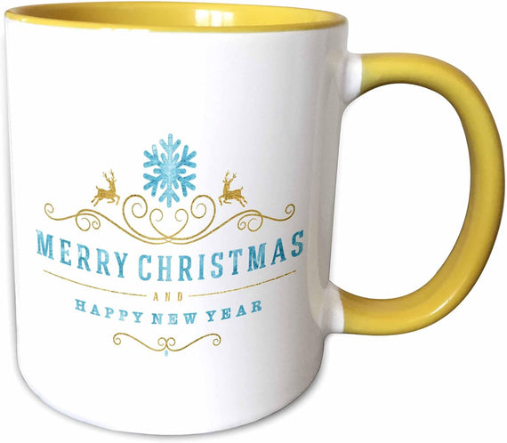 Merry Christmas & Happy New Year Typography Ceramic Mug