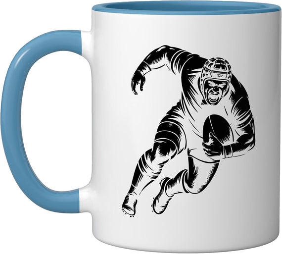 Rugby Player Silhouette Scoring Try Over Line Scene Art Ceramic Mug