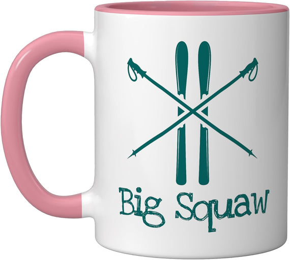 Big Squaw Mountain Rustic Ski Skis Skier Poles Ceramic Mug