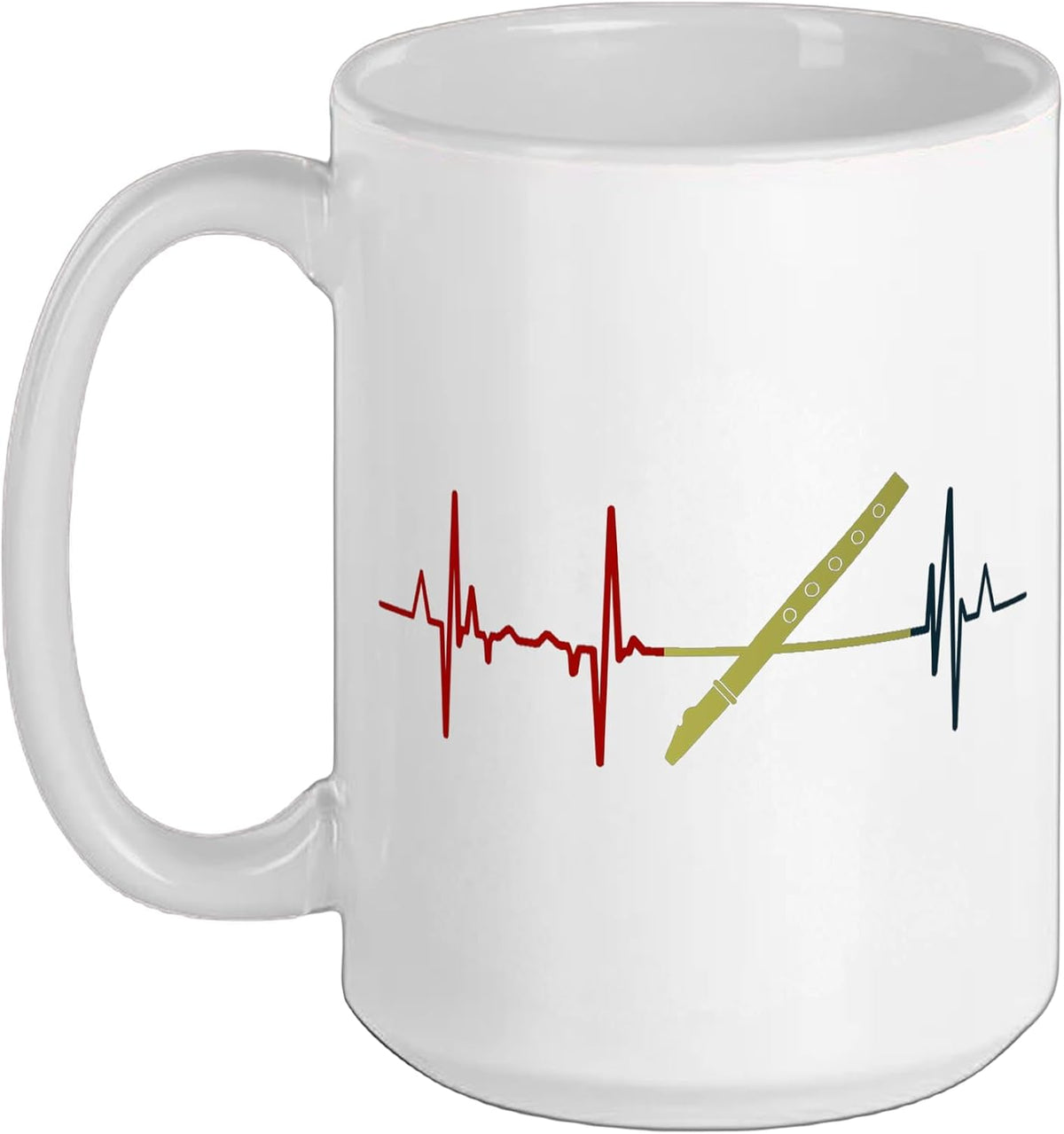 Flautist Heartbeat Vintage Flute Lover Cardiogram Ceramic Mug