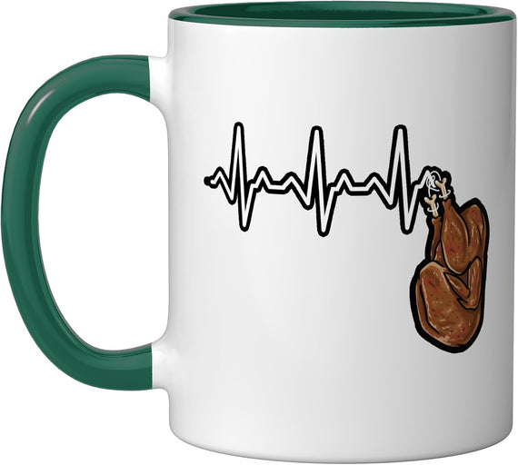 Thanksgiving Turkey Heartbeat Dark Ceramic Mug