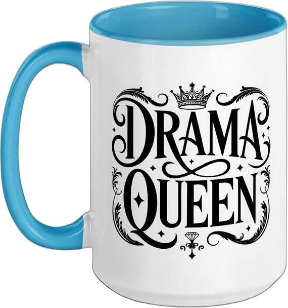 Drama Queen Vintage Ornate Crown Typography Ceramic Mug