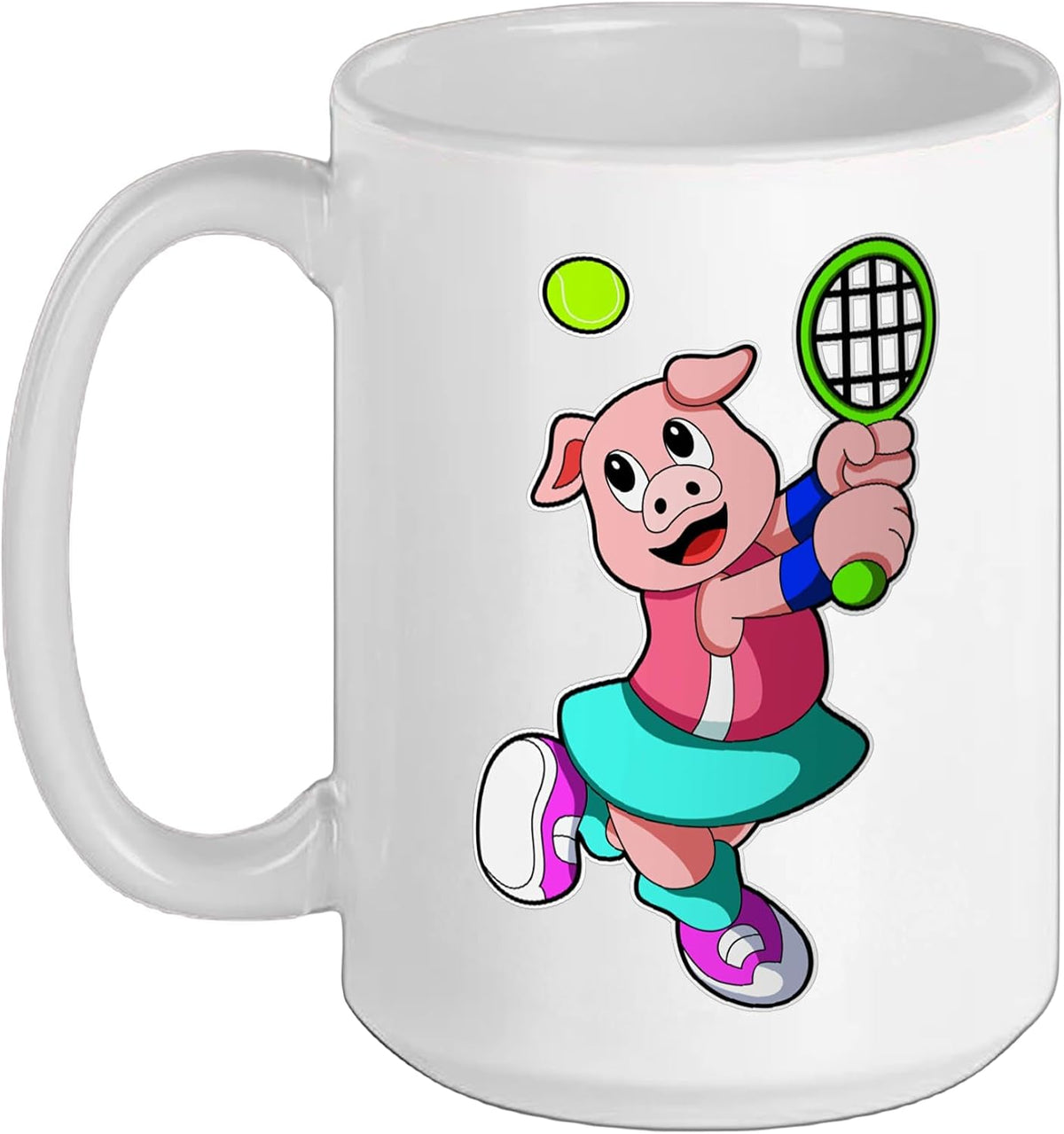 Pig Tennis Racket Sports Ceramic Mug
