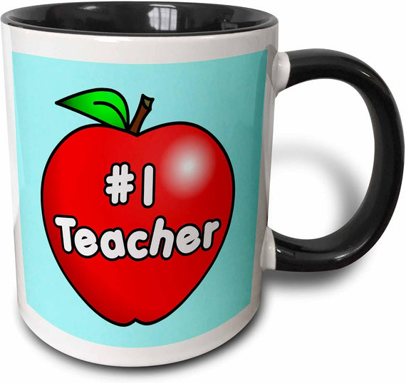 Number One Teacher Red Apple Design Ceramic Mug