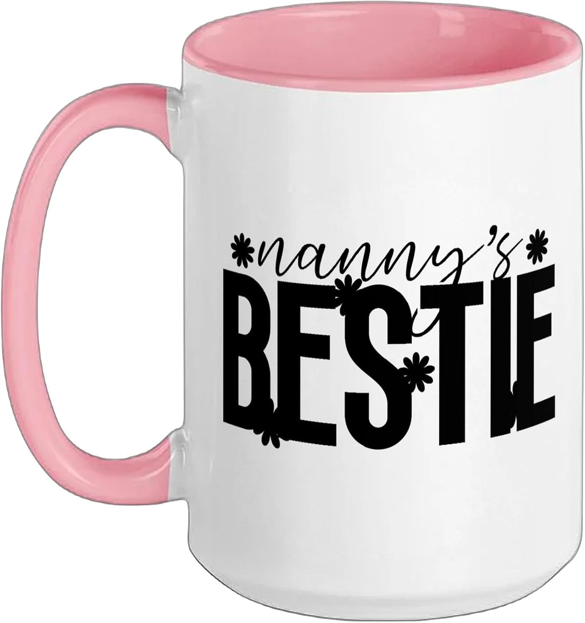 Nanny Is Bestie Floral Typography Ceramic Mug