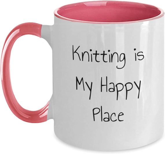 Funny Knitting, 'Knitting Is My Happy Place', Mother's Day Ceramic Mug