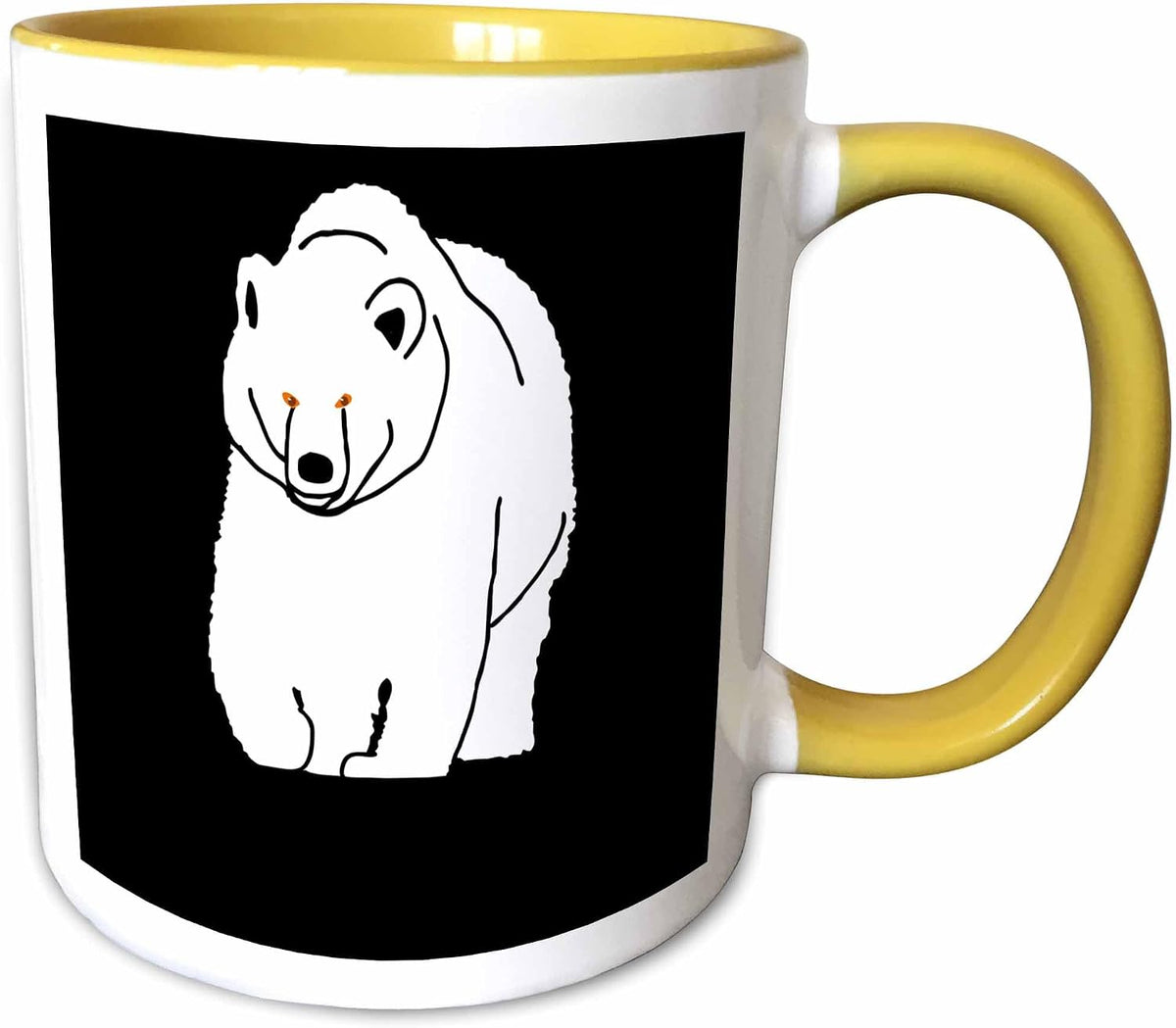 White Silhouette Of Bear On Black. Add Ceramic Mug