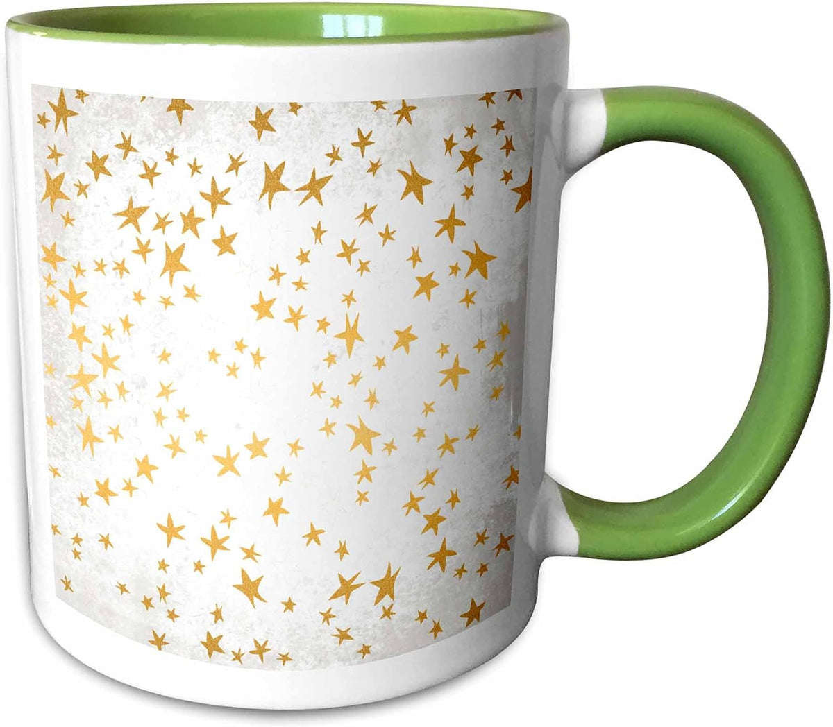 Scattered Gold Effect Stars On A Grunge Ceramic Mug