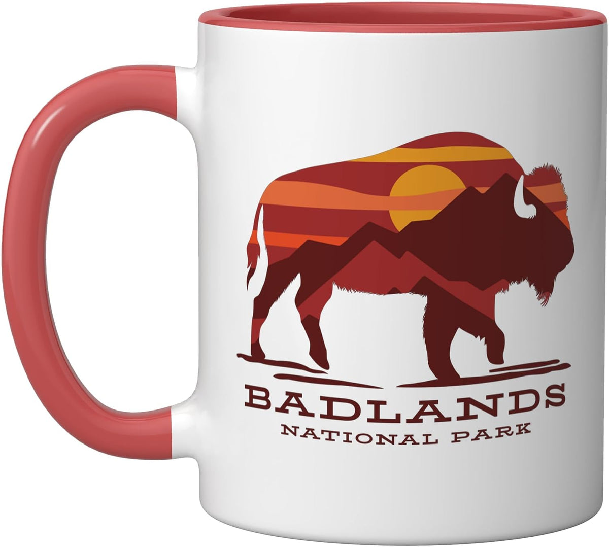 Badlands National Park South Dakota Buffalo Bison Sunset Ceramic Mug