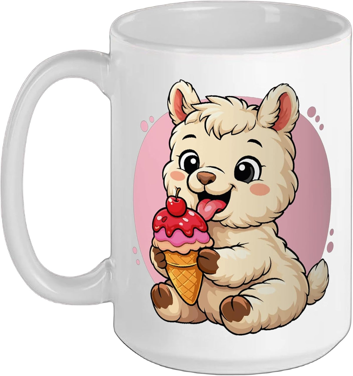 Llama Eating Ice Cream Graphic Boys Girls Llama Lover Ceramic Mug