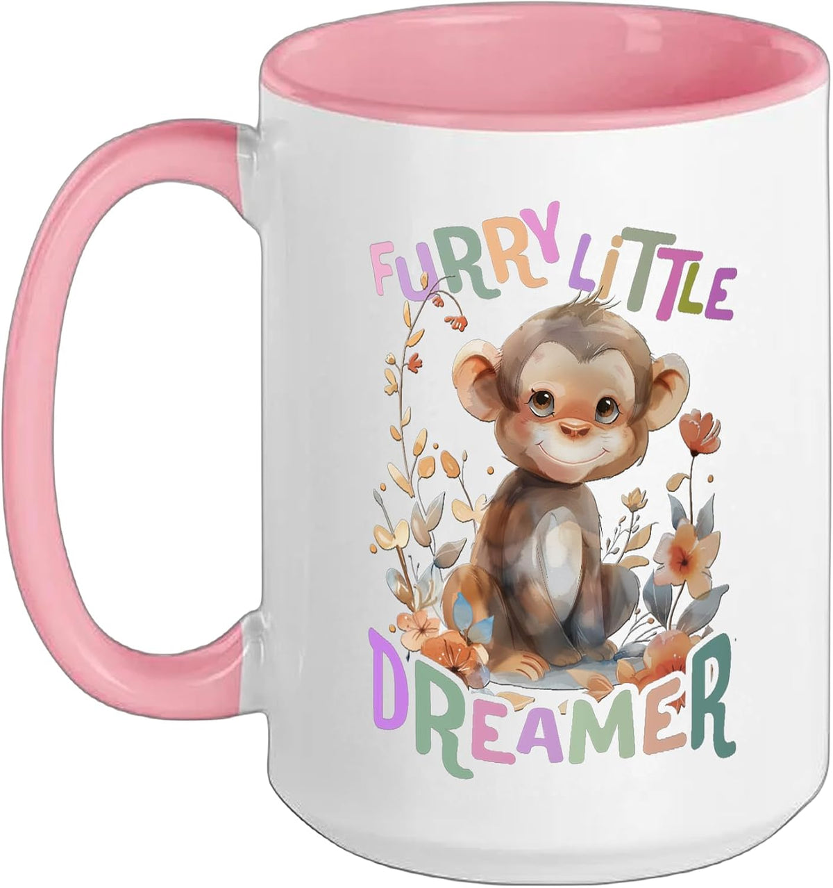 Baby Monkey With Flowers Little Dreamer Ape Monkeys Ceramic Mug