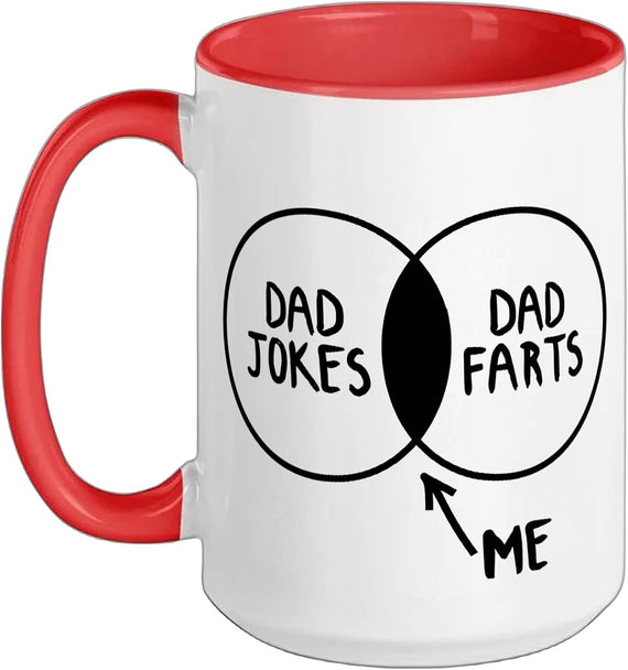 Dad Jokes Dad Farts Venn Diagram Funny Saying Mens Humor Ceramic Mug