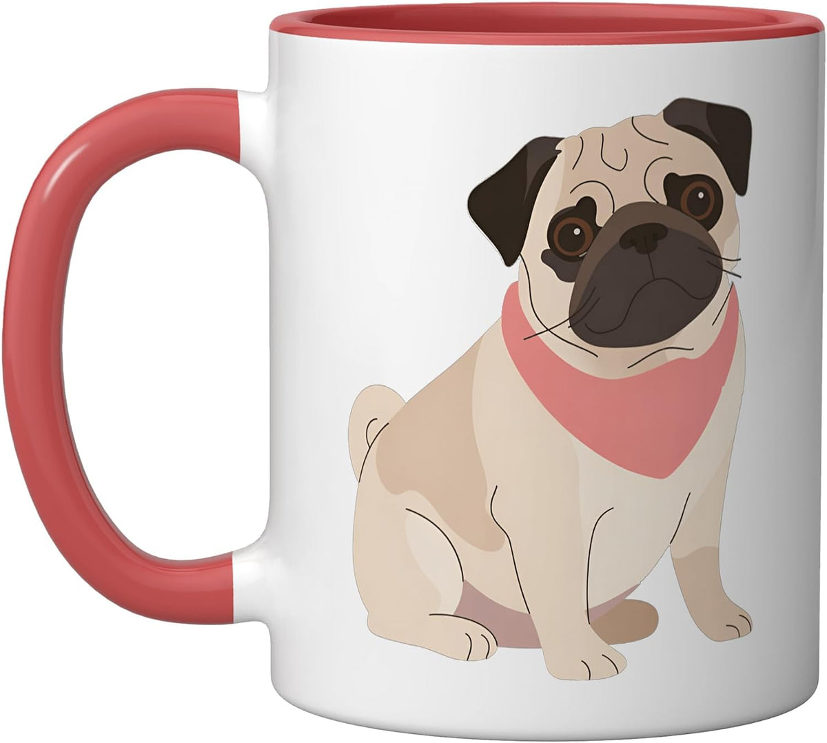 Cute Fawn Pug Dog With Pink Bandana Ceramic Mug