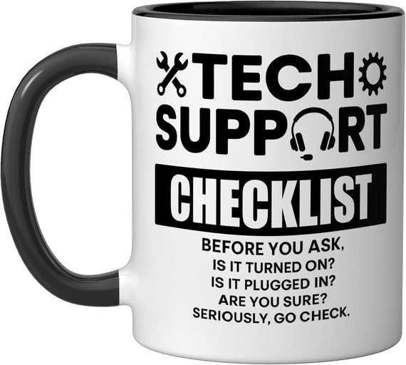 Tech Support Checklist Engineer Developers It Office Funny Ceramic Mug