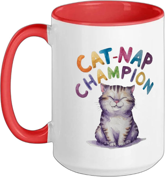 Adorable Cat-Nap Champion Design Graphic Ceramic Mug
