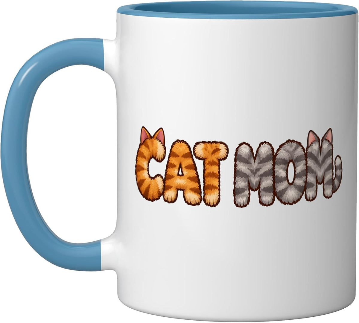 Cat Mom Tabby Fur Letters Cat Ears Ceramic Mug