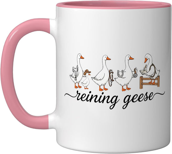 Reining Geese Funny Western Riding Ceramic Mug