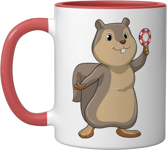 Squirrel Poker Chips Card Game Ceramic Mug