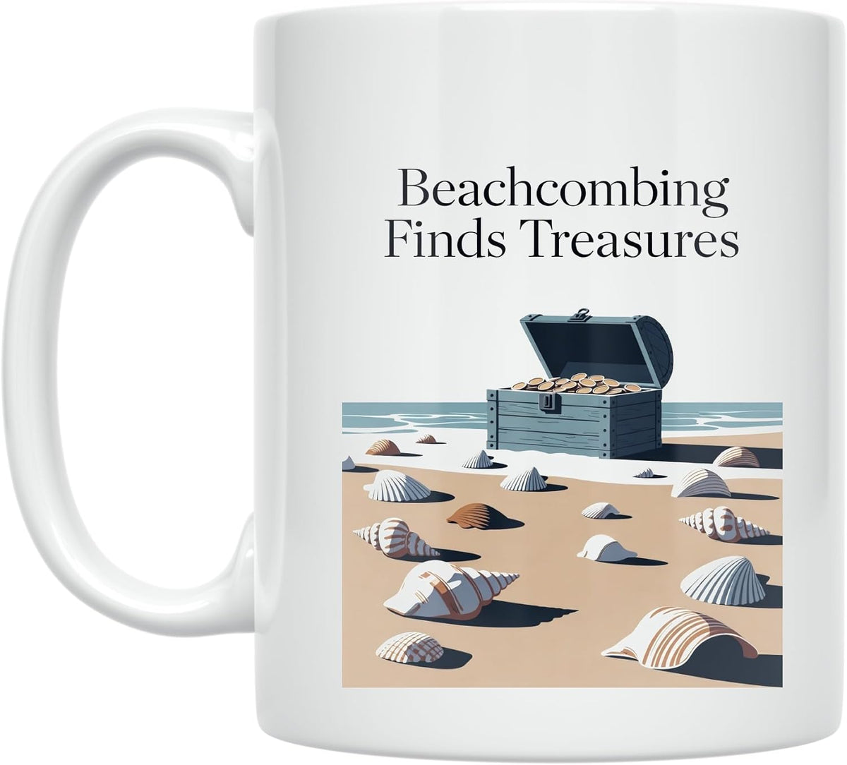Beachcomber - Beachcombing Finds Treasures Design - White Ceramic Mug