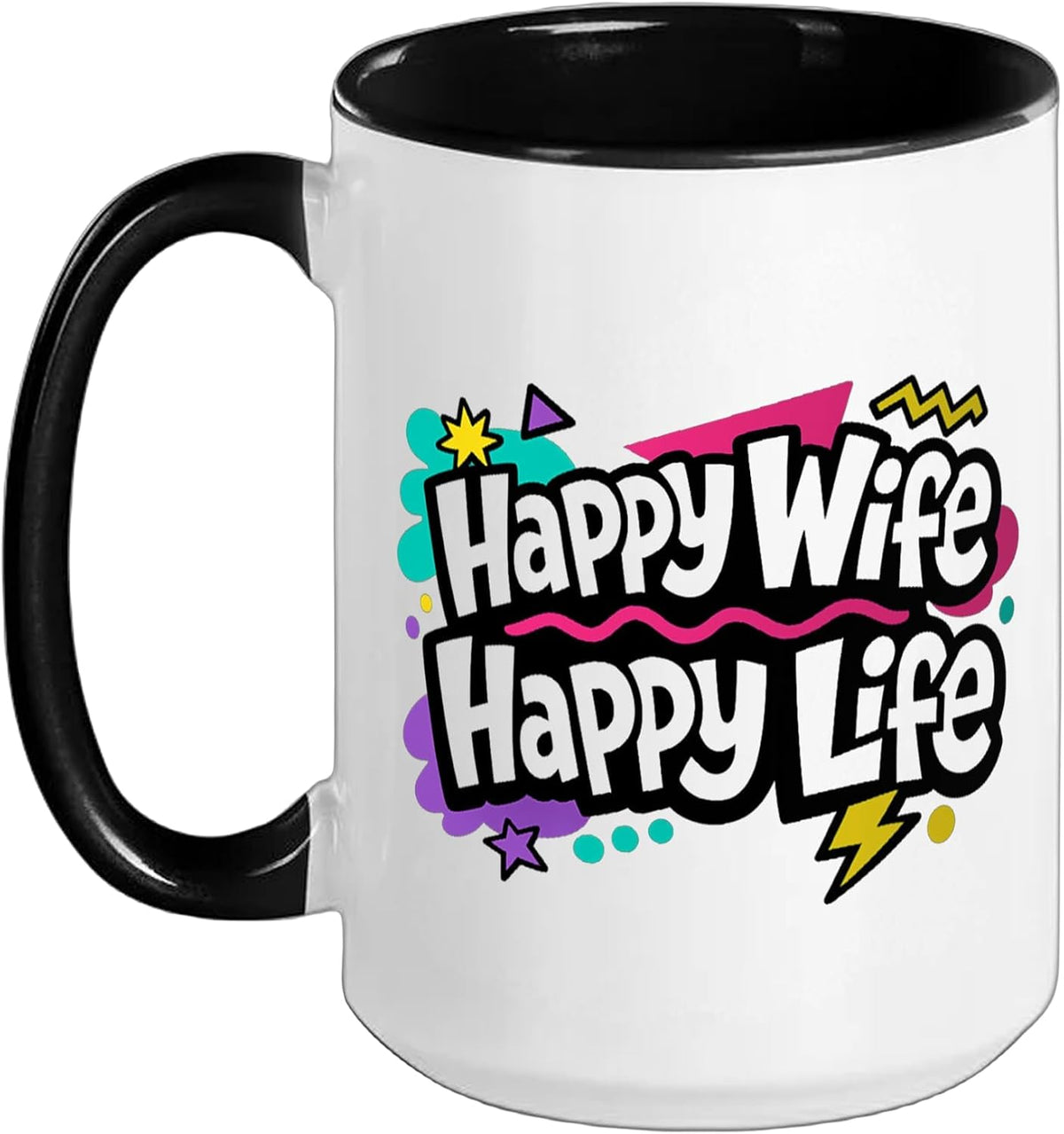 Happy Wife Happy Life Funny Quote Ceramic Mug