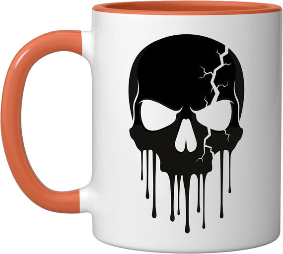 Cracked Black Skull Rock Skull Skeleton Vintage Halloween Ceramic Mug