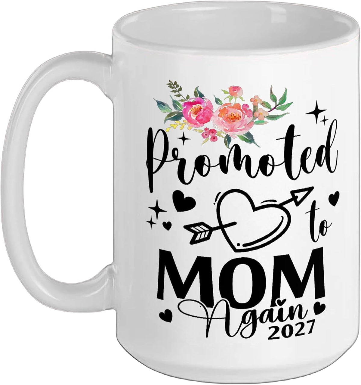 Promoted To Mom Again 2027 Floral Ceramic Mug