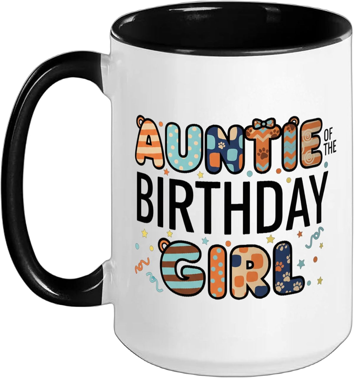 Auntie Of The Birthday Girl Paw Print Party Ceramic Mug